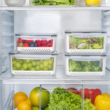 Set de recipientes con escurridor integrado para alimentos frescos