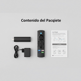 Contenido del paquete Android TV Stick con todos los accesorios