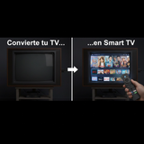 Android TV Stick conectado al televisor transformándolo en Smart TV