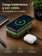 Power Bank magnético versátil cargando múltiples dispositivos