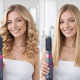 Cepillo eléctrico multifunción 3 en 1 en uso peinando el cabello