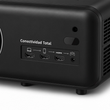 Proyector 4K con conectividad HDMI USB y compatible con smartphone