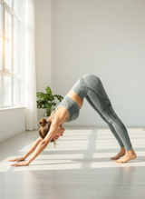 Conjunto fitness legging push-up gris en entrenamiento